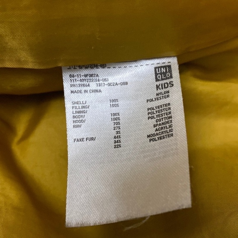 Uniqlo Mustard Girls Coat 7-8Y - Picture 7 of 8